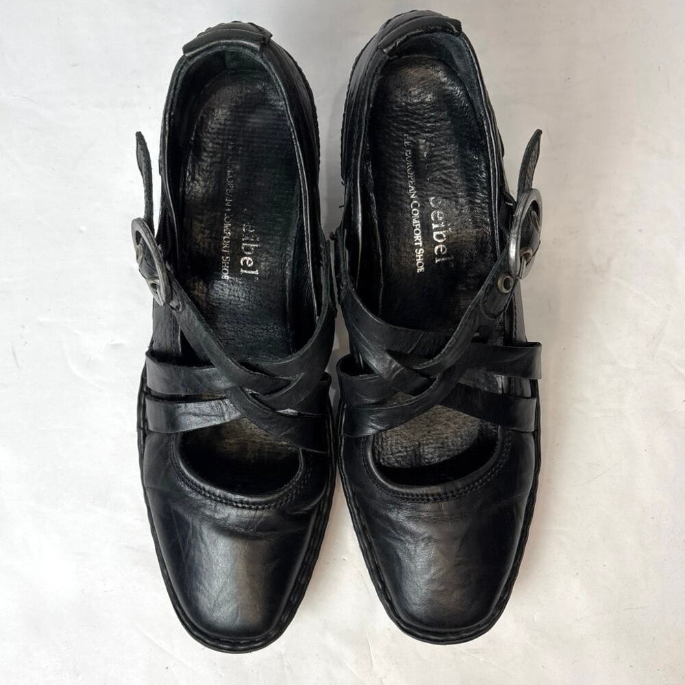Josef Seibel Marissa Black Leather Mary Jane Heel Pump Shoes Size US 7-7.5 - Picture 6 of 10